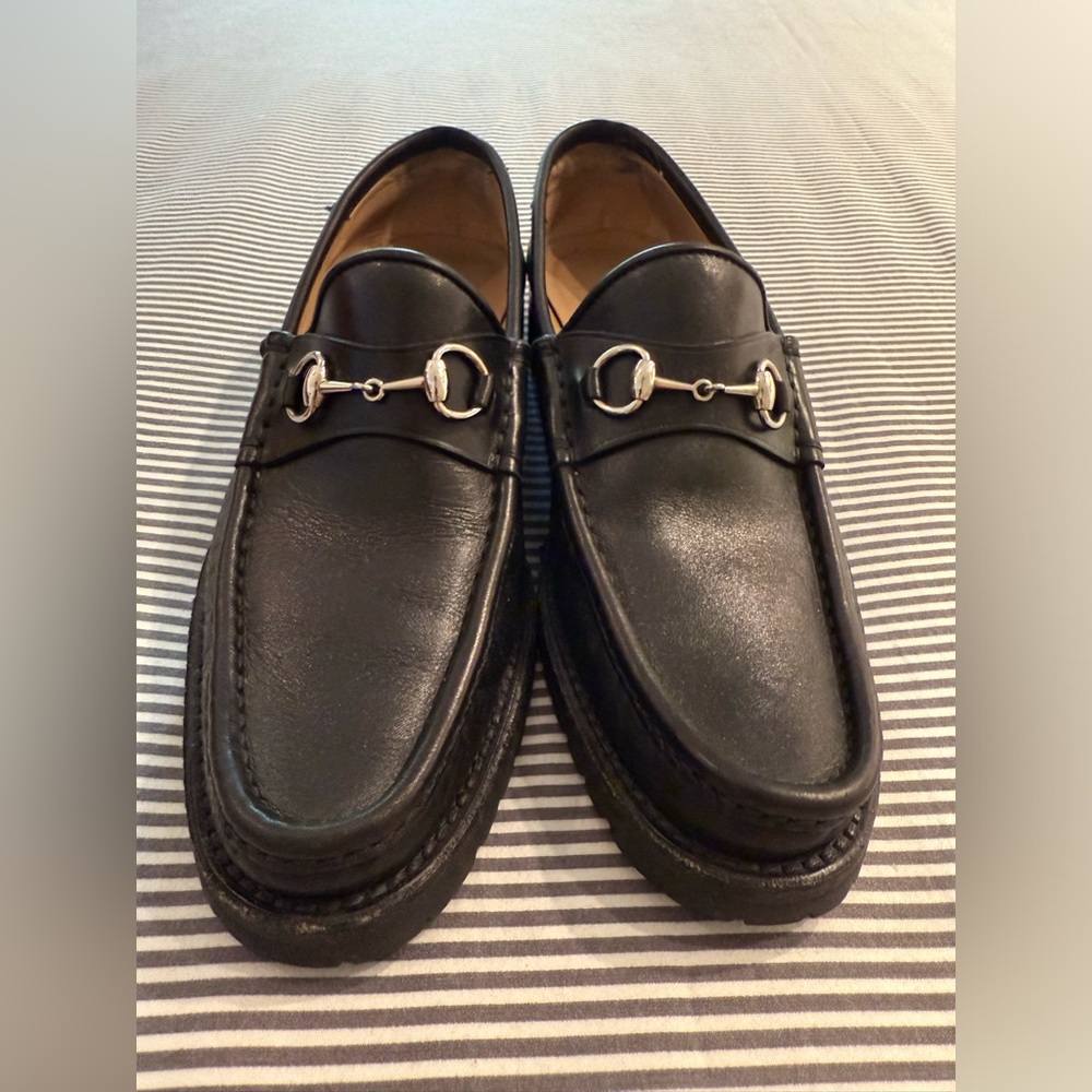 Gucci Horsebit Accent Leather Loafers in Black